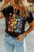 Floral Graphic Print Cotton Blend Short Sleeve Tee