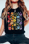 Floral Graphic Print Cotton Blend Short Sleeve Tee