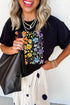 Floral Graphic Print Cotton Blend Short Sleeve Tee
