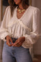 Floral Guipure Lace Patchwork Ruffled Long Sleeve Blouse