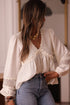Floral Guipure Lace Patchwork Ruffled Long Sleeve Blouse