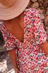 Floral Half Sleeve Deep V Neck Cutout Back Split Maxi Dress