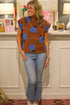Floral Intarsia Mock Neck Boxy Pullover Sweater Vest