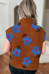 Floral Intarsia Mock Neck Boxy Pullover Sweater Vest