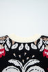 Floral Knit V Neck Button Down Cardigan