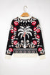 Floral Knit V Neck Button Down Cardigan