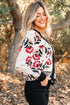 Floral Knit V Neck Button Down Cardigan