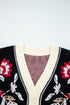 Floral Knit V Neck Button Down Cardigan