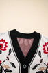 Floral Knit V Neck Button Down Cardigan