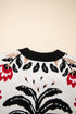 Floral Knit V Neck Button Down Cardigan