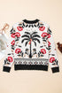 Floral Knit V Neck Button Down Cardigan