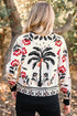 Floral Knit V Neck Button Down Cardigan