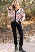 Floral Knit V Neck Button Down Cardigan