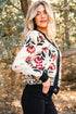 Floral Knit V Neck Button Down Cardigan