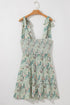 Floral Knotted Strap Smocked Tiered Ruffle Mini Dress