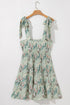 Floral Knotted Strap Smocked Tiered Ruffle Mini Dress
