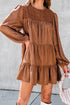 Floral Lace Crochet Tie Ruffled Mini Dress