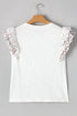 Floral Lace Eyelet Patched Butterfly Sleeve Cotton Blouse