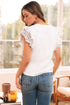 Floral Lace Eyelet Patched Butterfly Sleeve Cotton Blouse