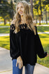 Floral Lace Off The Shoulder Scalloped Long Sleeve Blouse