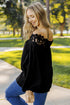 Floral Lace Off The Shoulder Scalloped Long Sleeve Blouse