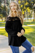 Floral Lace Off The Shoulder Scalloped Long Sleeve Blouse