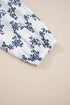 Floral Lace Patchwork Bubble Sleeve Split Neck Blouse