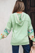 Floral Lace Patchwork Half Button Hooded Pullover