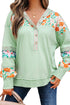 Floral Lace Patchwork Half Button Hooded Pullover