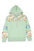 Floral Lace Patchwork Half Button Hooded Pullover