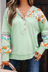 Floral Lace Patchwork Half Button Hooded Pullover