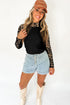 Floral Lace Patchwork Long Sleeve High Neck Slim Top