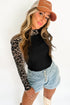 Floral Lace Patchwork Long Sleeve High Neck Slim Top