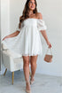 Floral Lace Puff Sleeve Empire Waist Mini Dress