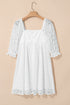 Floral Lace Puff Sleeve Empire Waist Mini Dress