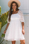 Floral Lace Puff Sleeve Empire Waist Mini Dress