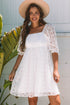 Floral Lace Puff Sleeve Empire Waist Mini Dress
