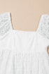 Floral Lace Puff Sleeve Empire Waist Mini Dress