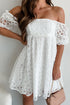 Floral Lace Puff Sleeve Empire Waist Mini Dress