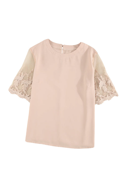 Floral Lace Sleeve Patchwork Top