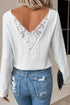 Floral Lace Splicing Eyelet Long Sleeve Top