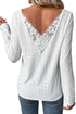 Floral Lace Splicing Eyelet Long Sleeve Top