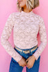 Floral Lace Stand Neck Pullover Long Sleeve Top