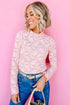 Floral Lace Stand Neck Pullover Long Sleeve Top