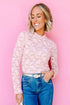 Floral Lace Stand Neck Pullover Long Sleeve Top