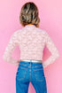 Floral Lace Stand Neck Pullover Long Sleeve Top