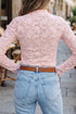 Floral Lace Stand Neck Pullover Long Sleeve Top