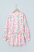 Floral Lace Trim Long Sleeve Coordinated Two Piece Skirt Set