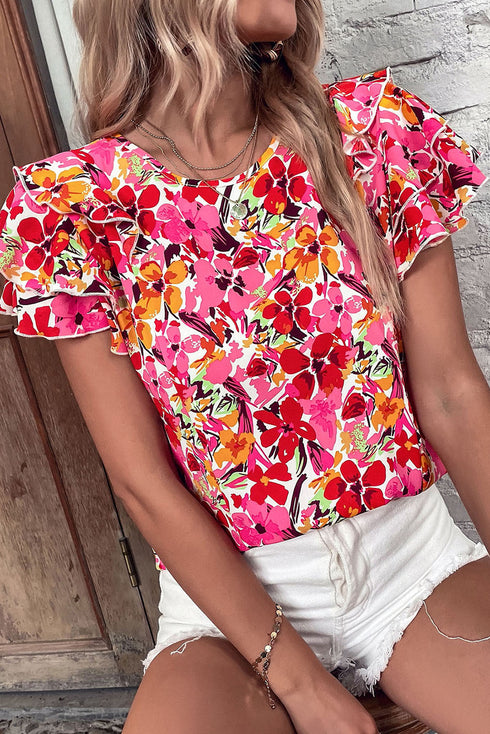 Floral Layered Sleeve Blouse