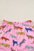Floral Leopard Print High Waist Two Piece Short Sets